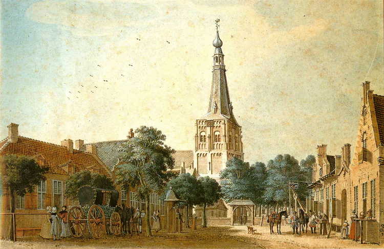 Schiderij uit 1742 van de huidige Oude Markt. 