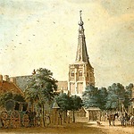 Litho van de Markt in 1742. RAT 0-27816 
