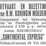 Advertentie voor het bijwonen van de begrafenis van Koningin Emma in 1934. 