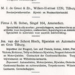 Het assortiment van Jos v.d. Schoot-Hoofs op stand 187 van de tentoonstelling ‘Stad Tilburg’ in 1909.