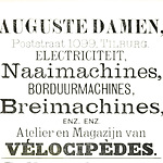 4 Laatste advertentie van Auguste Damen voor een velocipedes, nu in de Poststraat.